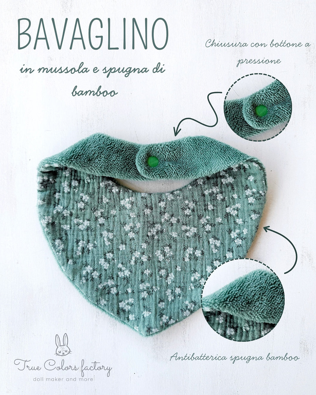 SCATOLA REGALO NASCITA coniglio mussola fantasia verde